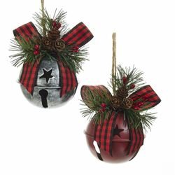 Metal Bell With Ribbon Ornament - Grey Bell - The Country Christmas Loft