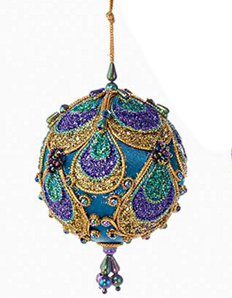 Aqua Paisley Ornament - Ball