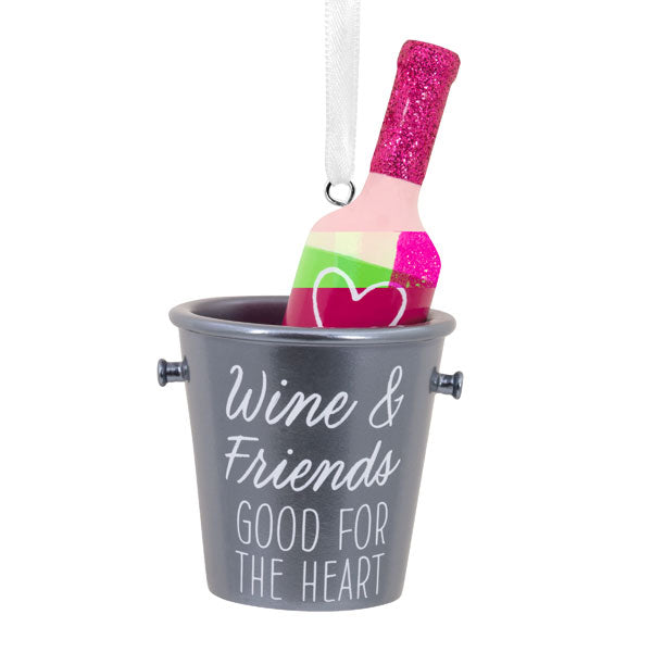 Wine & Friends - Wine Bucket Ornament - The Country Christmas Loft