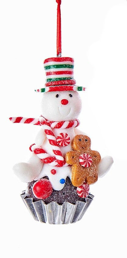 Gingerbread Cupcake Ornament - Snowman - The Country Christmas Loft