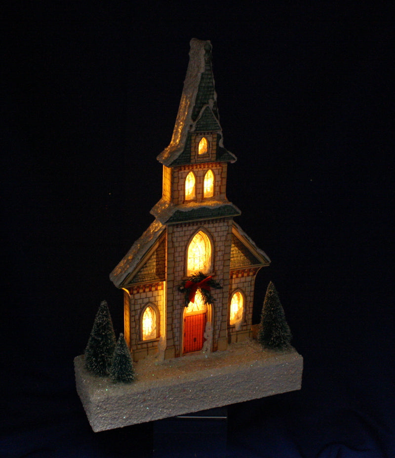 LED Stone Church - The Country Christmas Loft