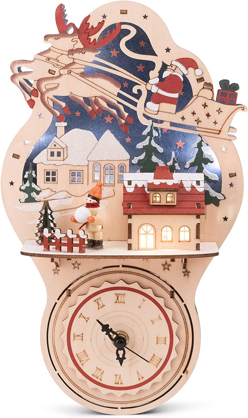 Santa Scene Wall Clock - 13 inch - The Country Christmas Loft