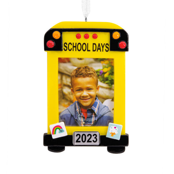 School Bus Dated Photo Holder Ornament