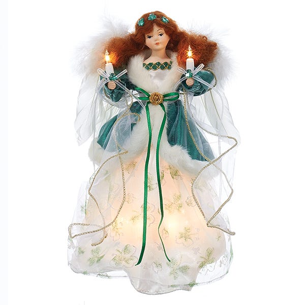 Irish Angel Lighted Treetop - 12 Inch - The Country Christmas Loft