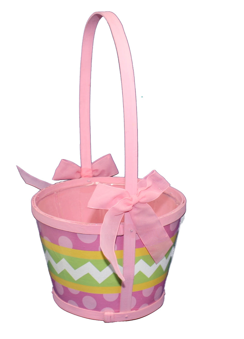 Springtime Basket Chevron Stripes  - Pink - The Country Christmas Loft