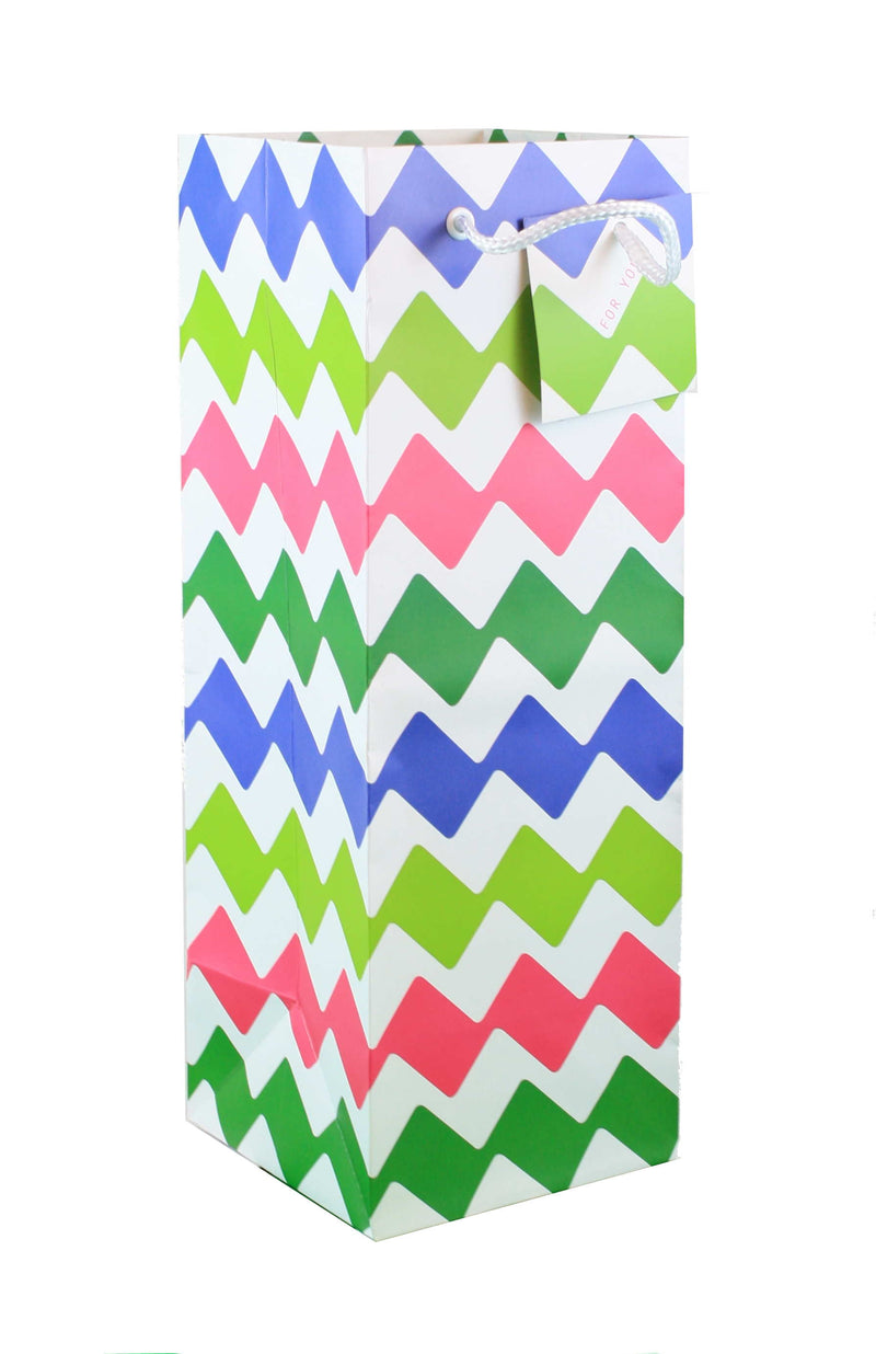 Heavyweight Bottle Gift Bag - Zig Zag - The Country Christmas Loft