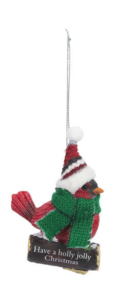 Cozy Bird Ornament - Have a holly jolly Christmas - The Country Christmas Loft