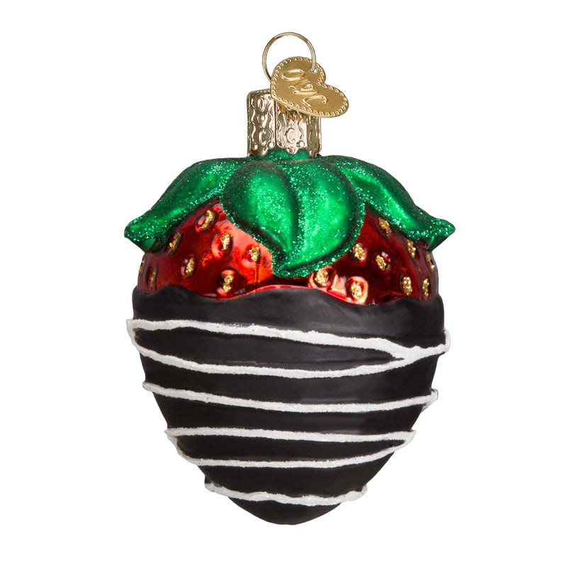 Chocolate Dipped Strawberry Glass Ornament - The Country Christmas Loft