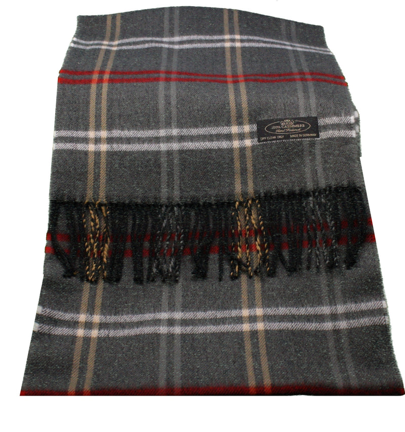 Grey Plaid Cashmere Scarf