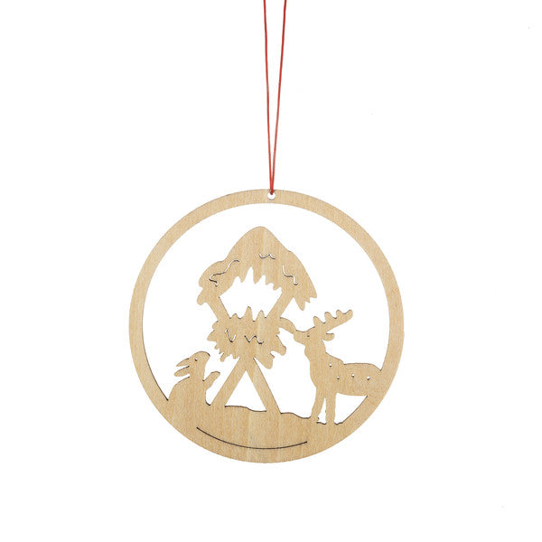 Wooden Holiday Icon Ornament - Ring - Woodland Creche - The Country Christmas Loft