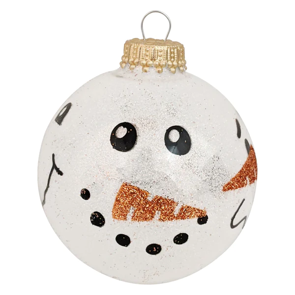 Krebs Value Glass Ball 4 pack - Sparkle Snowman Faces - The Country Christmas Loft
