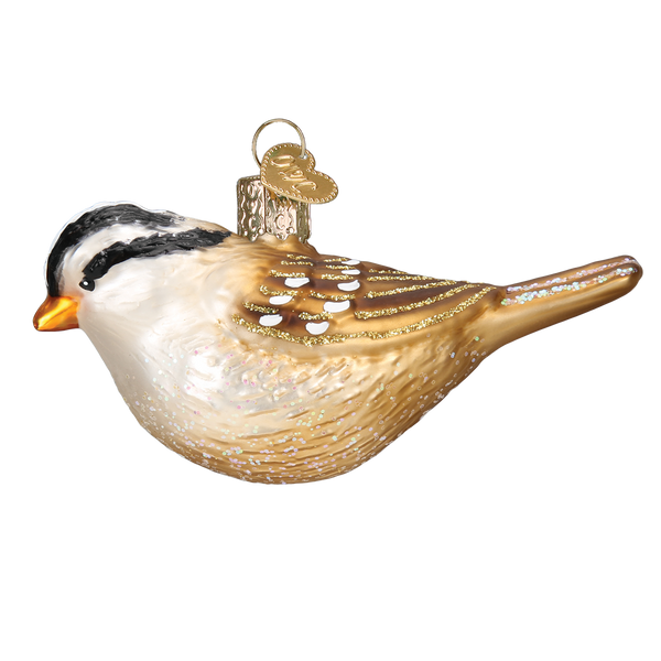 White Crowned Sparrow  Glass Ornament