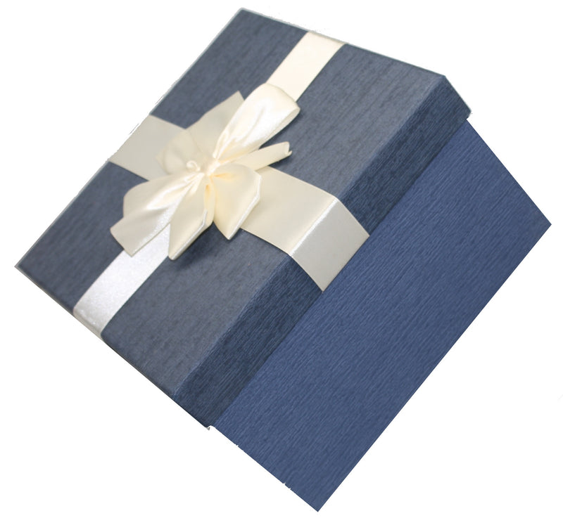 Elegant Square Gift Box - Blue Medium - The Country Christmas Loft