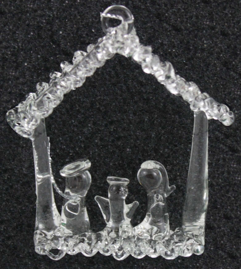 Spunglass Ornament - Clear Manger Scene