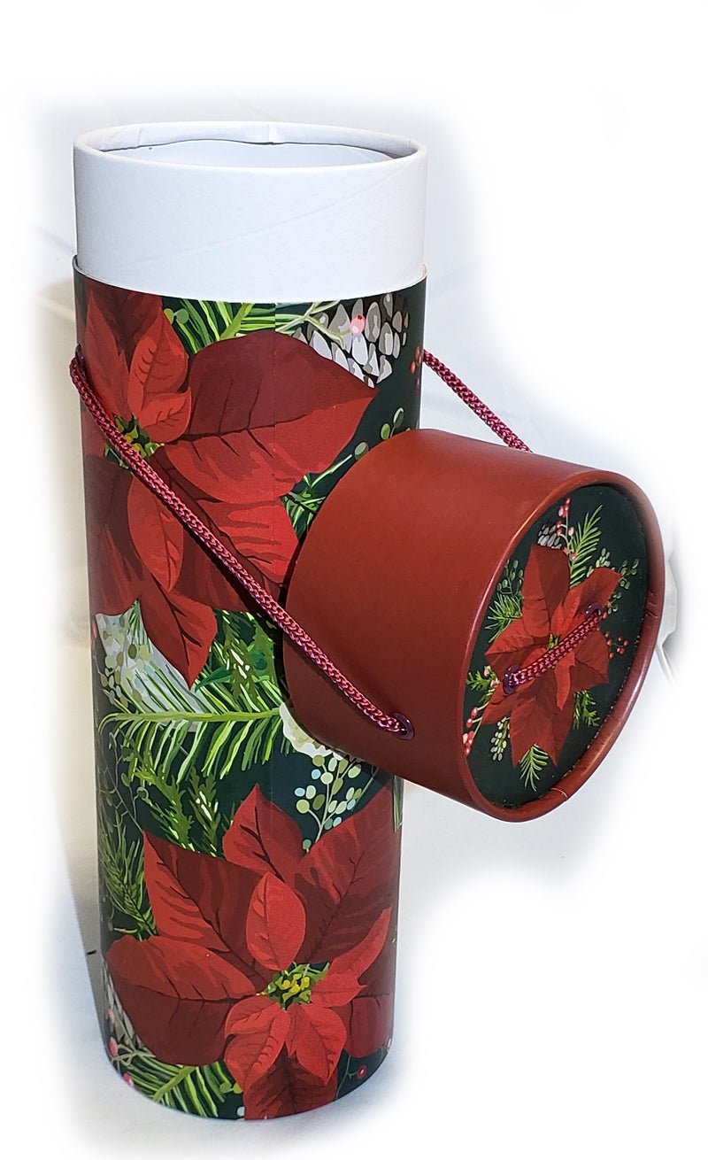 Christmas Wine Box Tube - Poinsettia