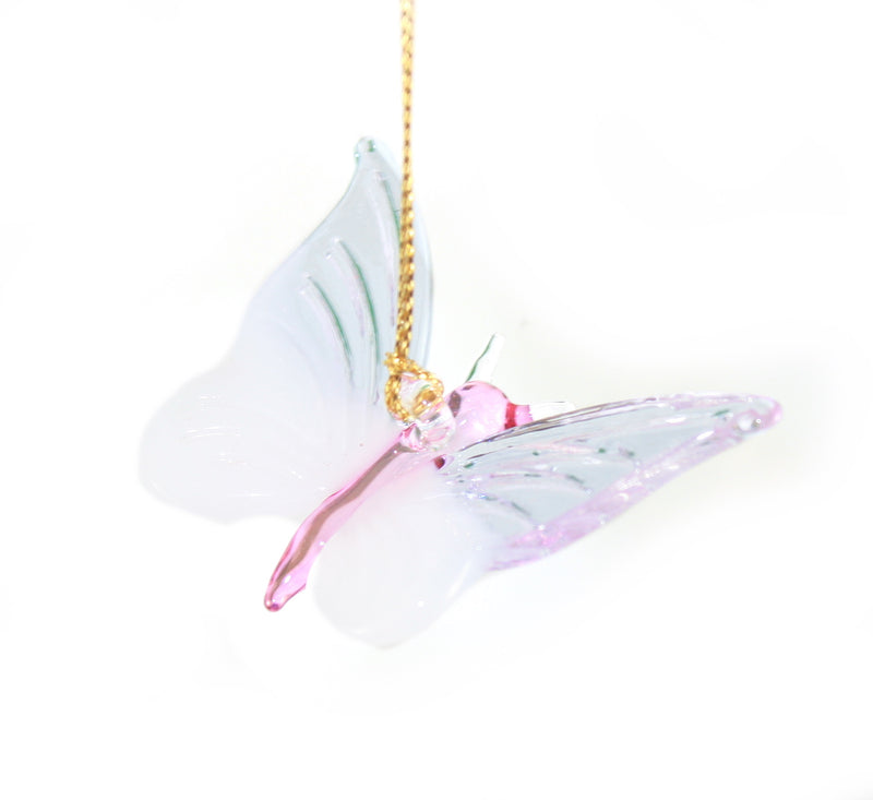 Blown Glass Butterfly Ornament - Purple