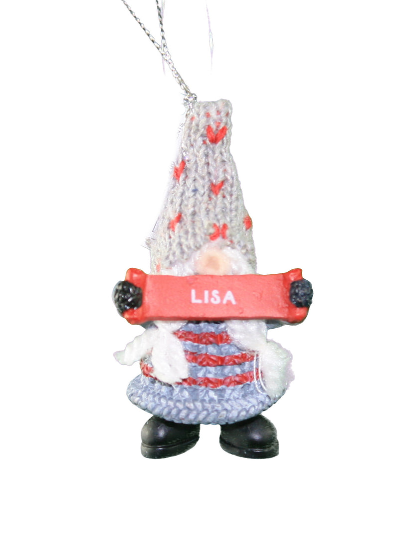 Personalized Gnome Ornament (Letters J-P) - Lisa - The Country Christmas Loft