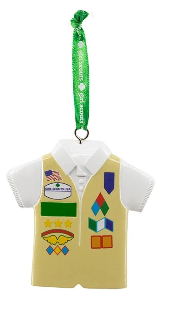 Girl Scouts Of The USA Vest Ornament -  Tan - The Country Christmas Loft