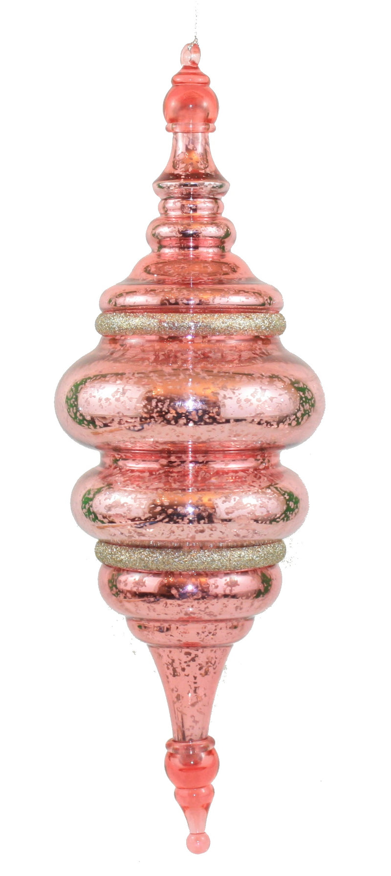 Plastic 'Mercury Glass' Finial Ornament - Pink - The Country Christmas Loft