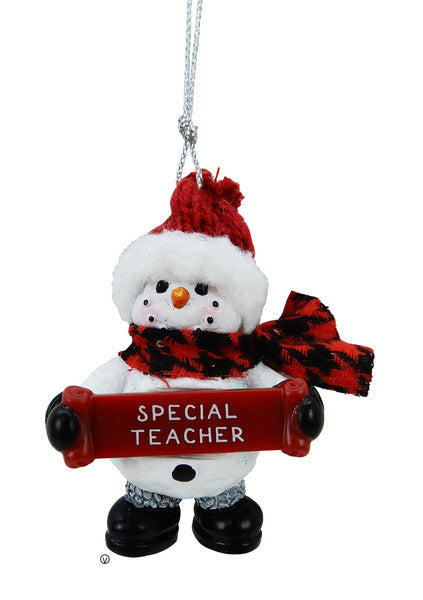 Cozy Snowman Ornament - Special teacher - The Country Christmas Loft