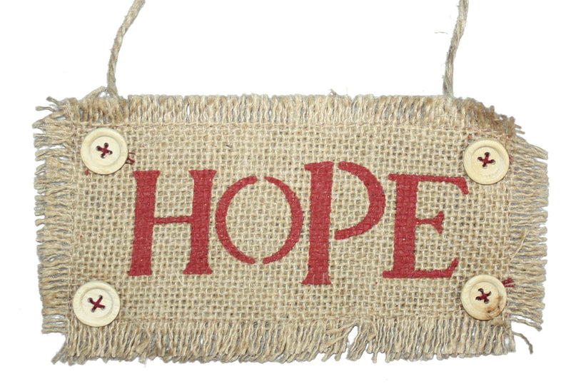 7 Inch Burlap Word Ornament - Hope - The Country Christmas Loft