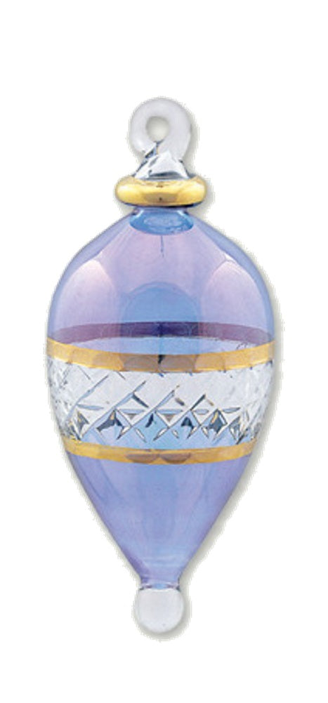 Lattice Glass Ornaments With Gold Accents - Blue Teardrop