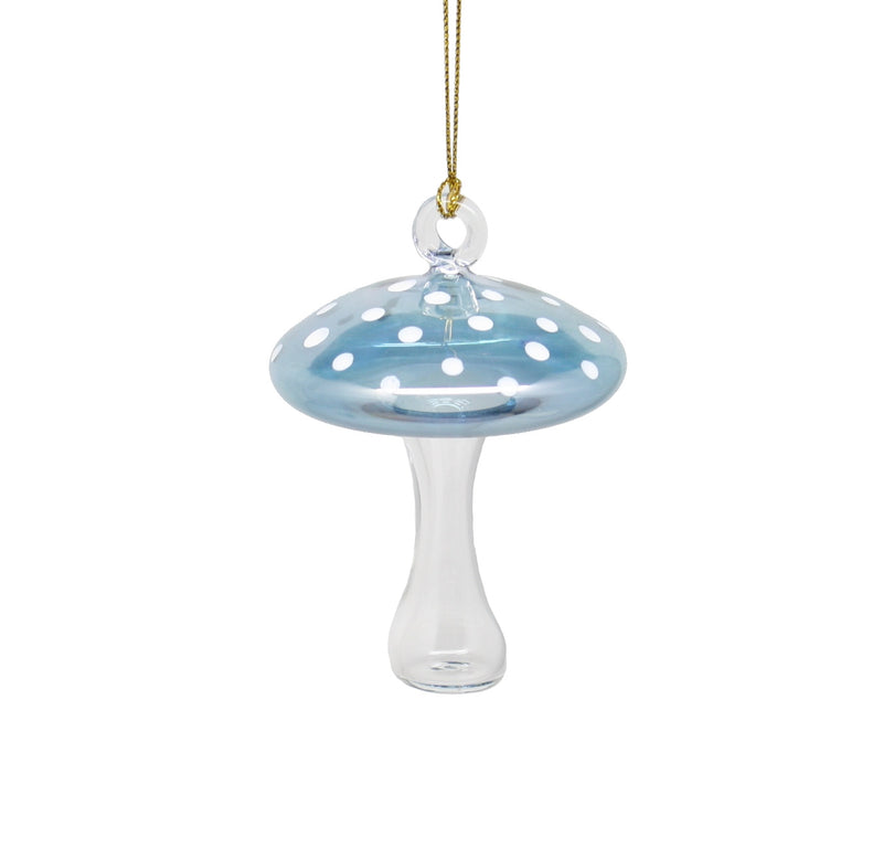 Egyptian Blown Glass Ornament - Mushroom - Blue