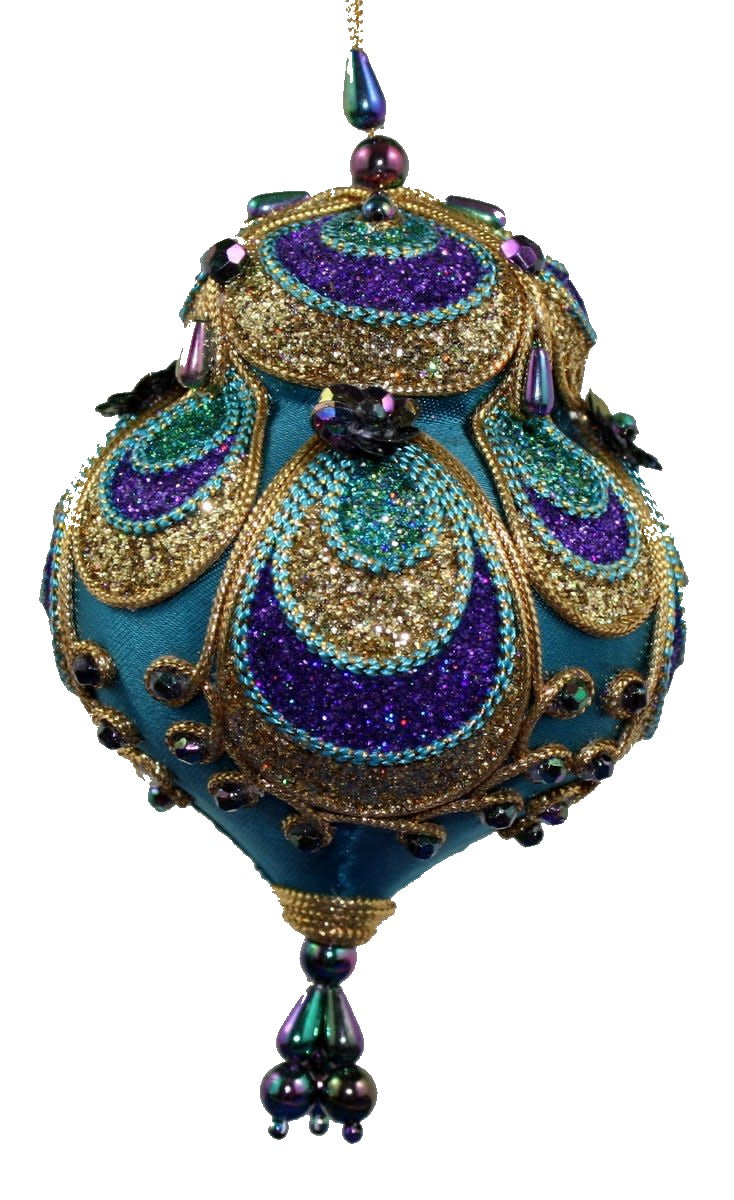 Aqua Paisley Ornament - Ball