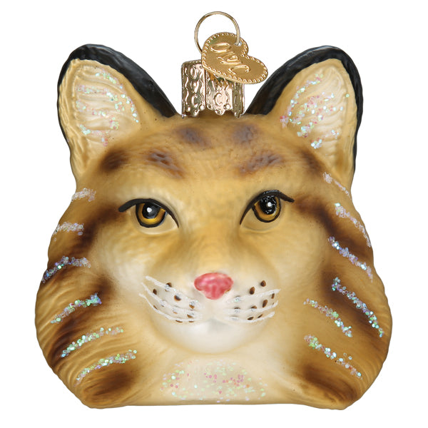 Bobcat Head Glass Ornament