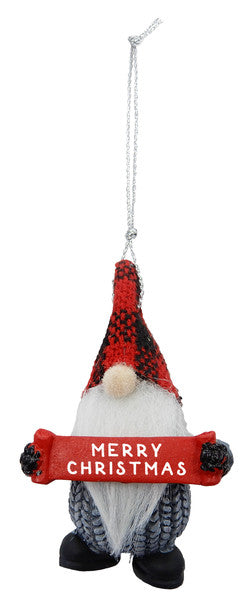 Gnome Holding Sign Ornament - Merry Christmas - The Country Christmas Loft