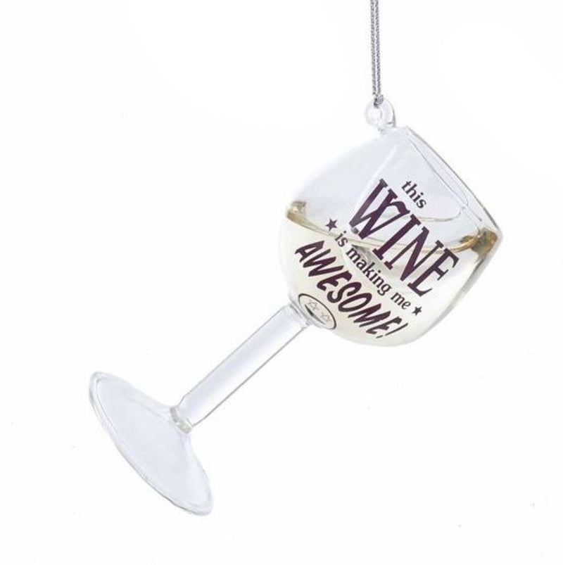 Glass Wine Glass Ornament -  It's Time To Wine Down - The Country Christmas Loft