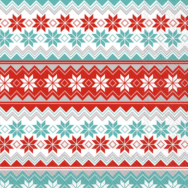 Reindeer Stripe - Cocktail Napkin - The Country Christmas Loft