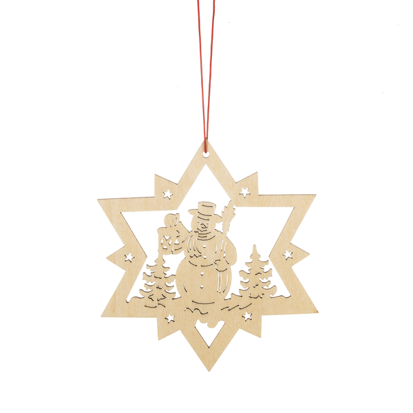 Wooden Holiday Icon Ornament - Star - Snowman - The Country Christmas Loft