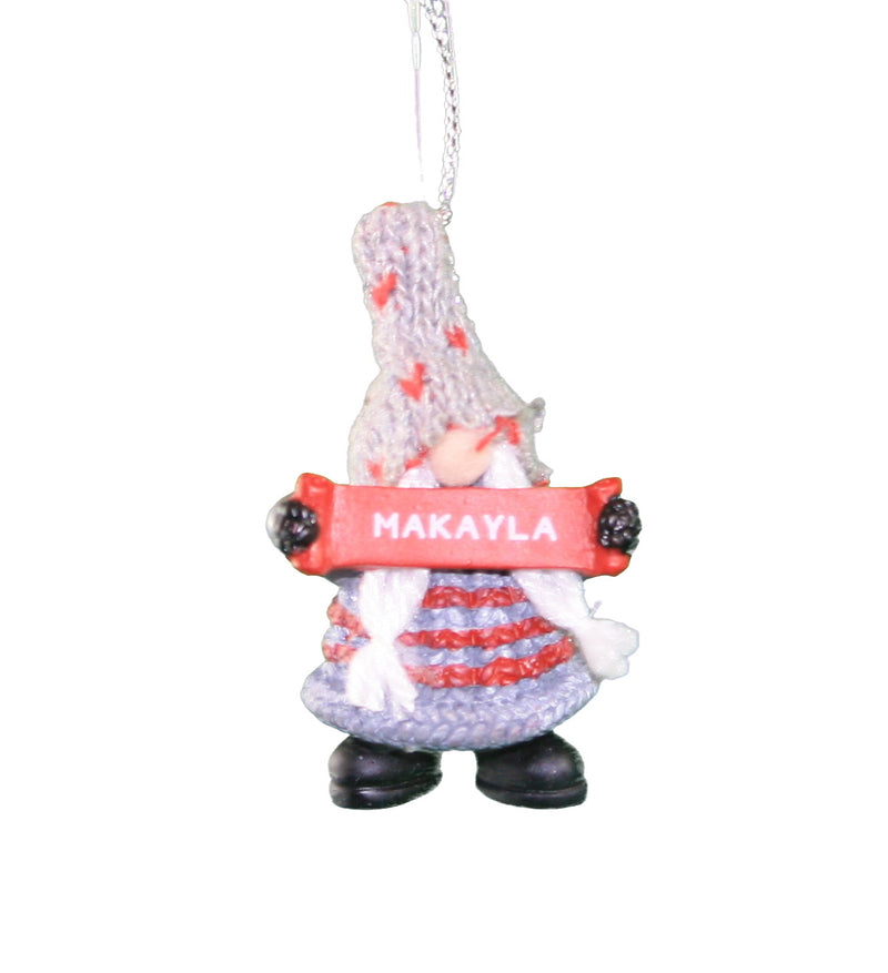 Personalized Gnome Ornament (Letters J-P) - Makayla - The Country Christmas Loft