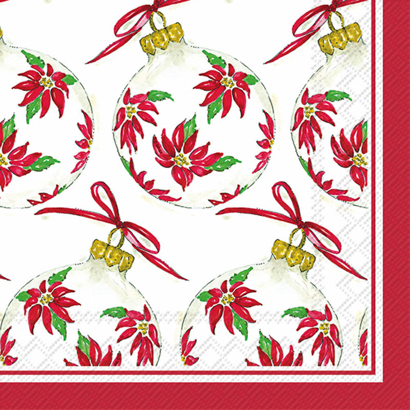 Poinsettia Ornaments - Cocktail Napkin - The Country Christmas Loft