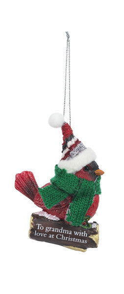 Cozy Bird Ornament - To grandma with love at Christmas - The Country Christmas Loft