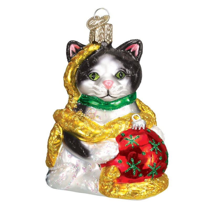 Old World Christmas Holiday Kitten Glass Blown Ornament - The Country Christmas Loft