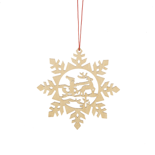 Wooden Holiday Icon Ornament - Snowflake - Sleighride - The Country Christmas Loft