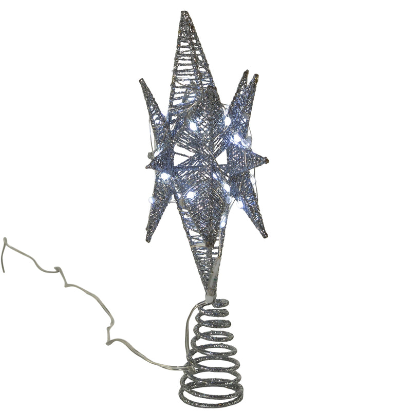 Twinkling Superbright LED Silver Starburst Treetopper