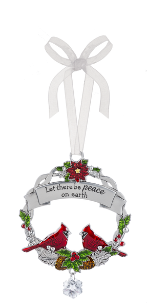 Christmas Cardinal Ornament - Let there be Peace on Earth - The Country Christmas Loft