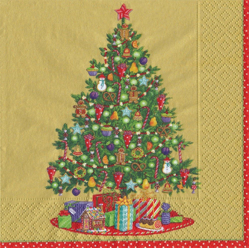 Trim a Tree (Gold) - Cocktail Napkin - The Country Christmas Loft