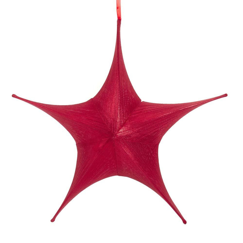 32 Inch Metalic Silk Foldable 3D Star - Red - The Country Christmas Loft