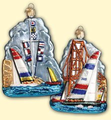 San Francisco Sailing Scene, Glass Ornament - The Country Christmas Loft