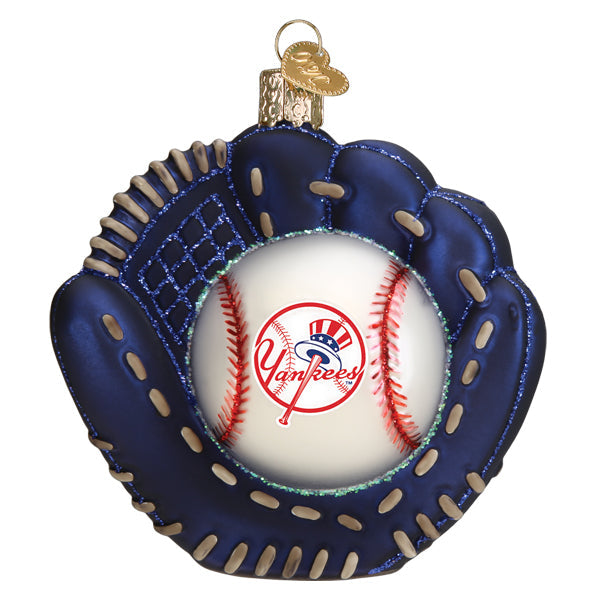 New York Yankees Baseball Mitt Glass Ornament