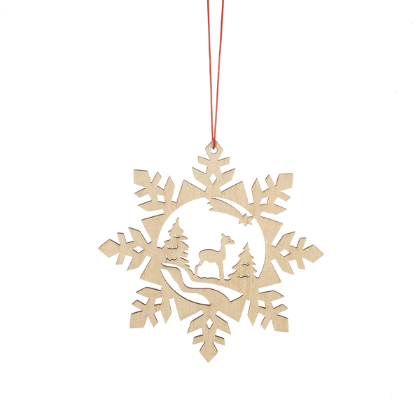 Wooden Holiday Icon Ornament - Snowflake - Reindeer - The Country Christmas Loft