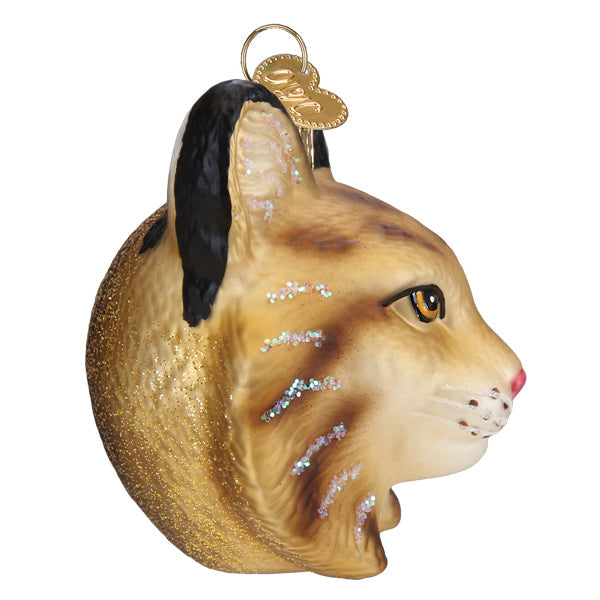 Bobcat Head Glass Ornament