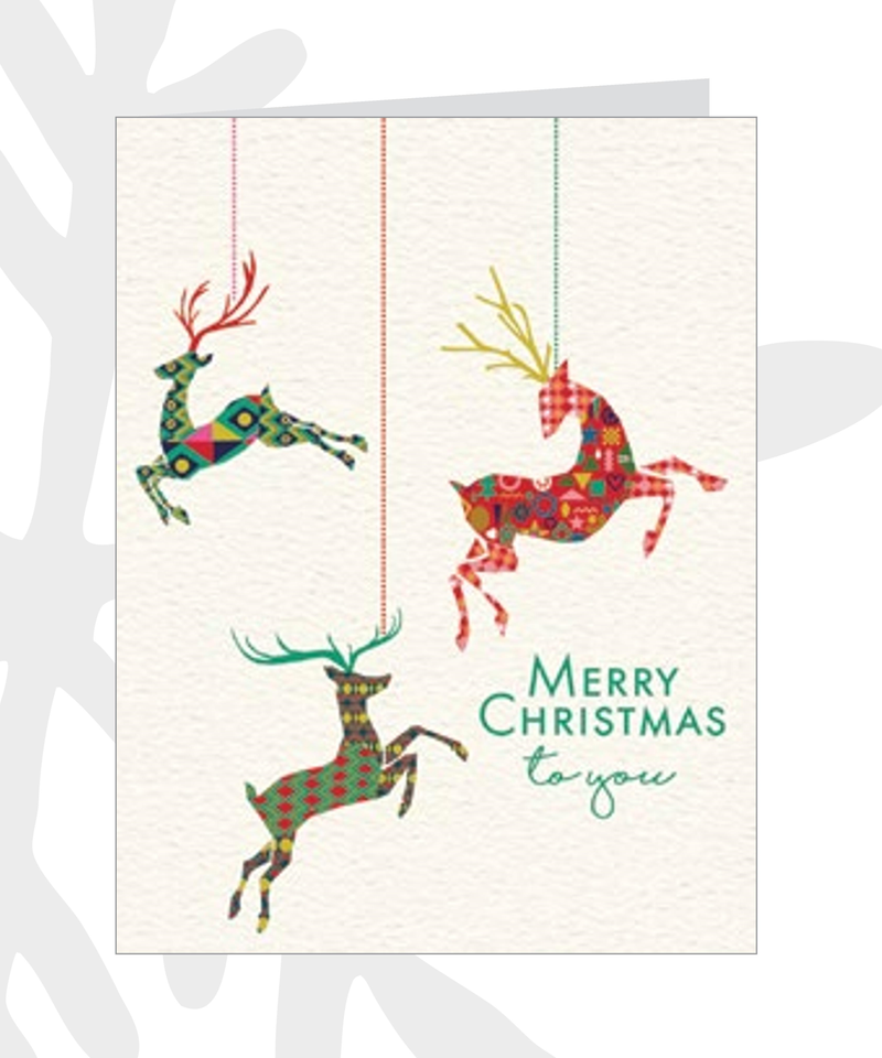 Petite 20 Piece Boxed Cards - Colorful Reindeer - The Country Christmas Loft