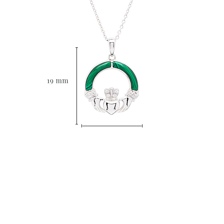 Sterling Silver Claddagh with Malachite Pendant