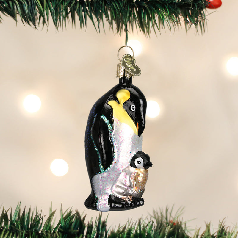 Old World Christmas Emperor Penguin With Chick Ornament - The Country Christmas Loft