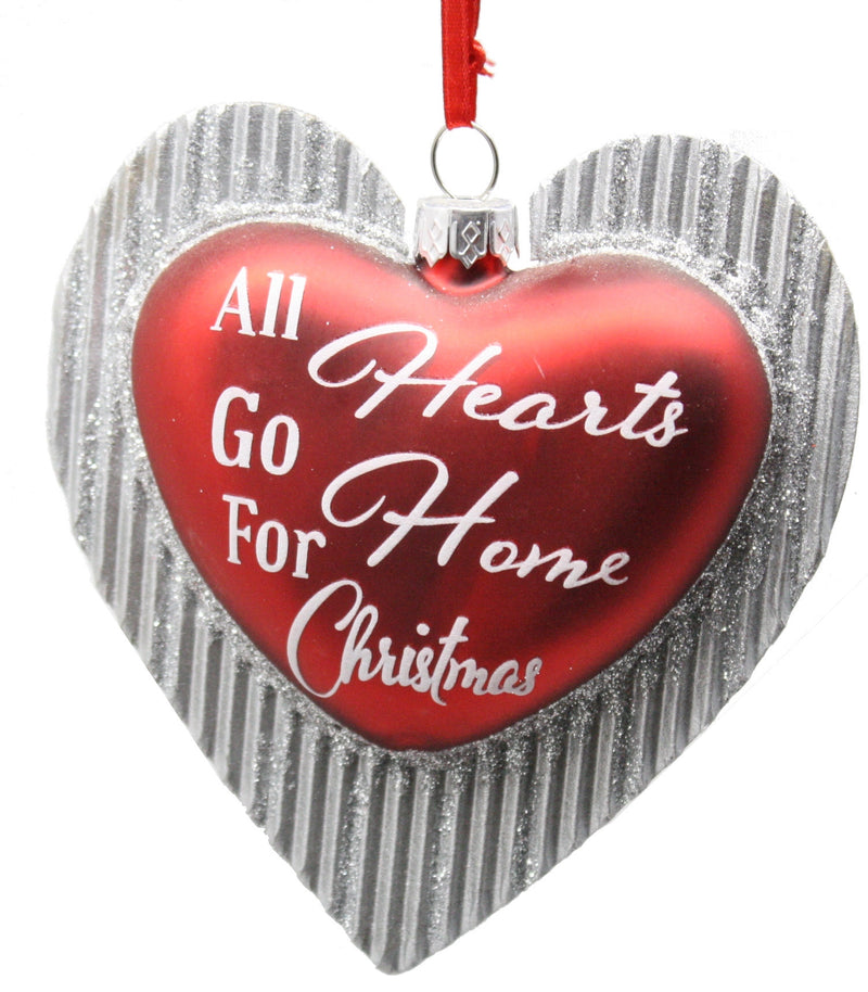 Glass Glitter Heart With Sayings Ornament - Home